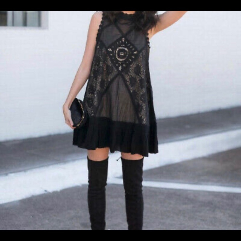 Free People Angel Lace Open Back Shift Dress - S - Picture 2 of 12